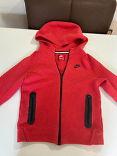 Nike Tech Fleece Hoodie Girl M Red Full Zip Jacket Black Zip Pockets FD3285-672