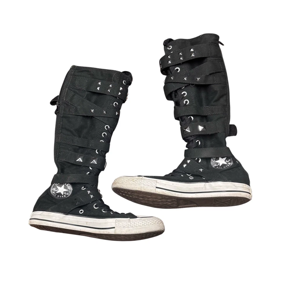 Converse Chuck Taylor Star Black Studded Knee High XXHi Lace Ups RARE W SZ 9 - Image 2 of 4