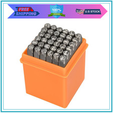 37Pcs Metal Stamping Kit, 3Mm 1/8 Number and Letter Stamp Set, Include Artisti
