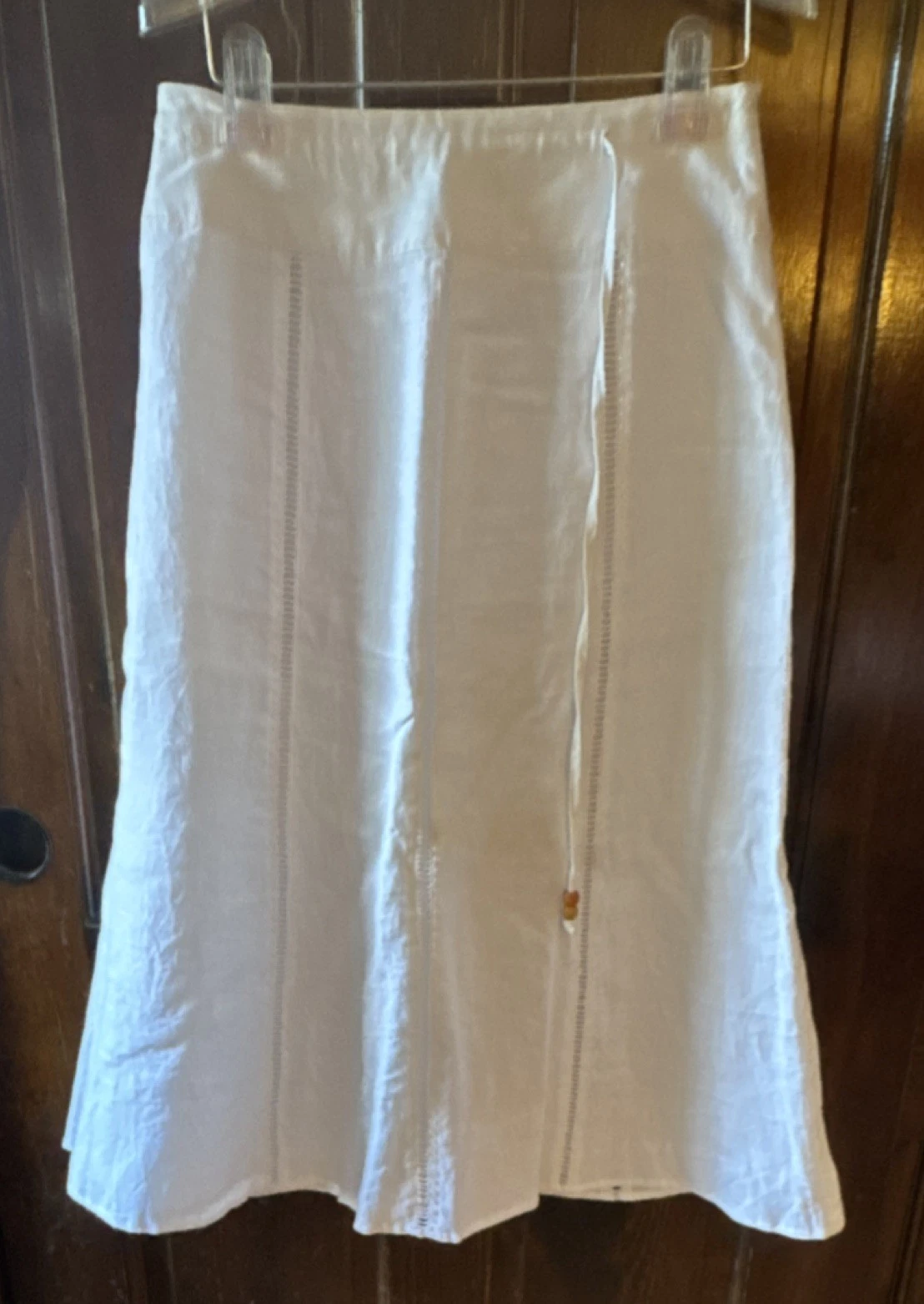 Edward Linen A-Line Midi Skirt White Women's Size 4