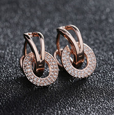 Klapp Creolen Doppelreihen echt Sterling Silber 925 Damen Kreolen Ohrringe Rosé