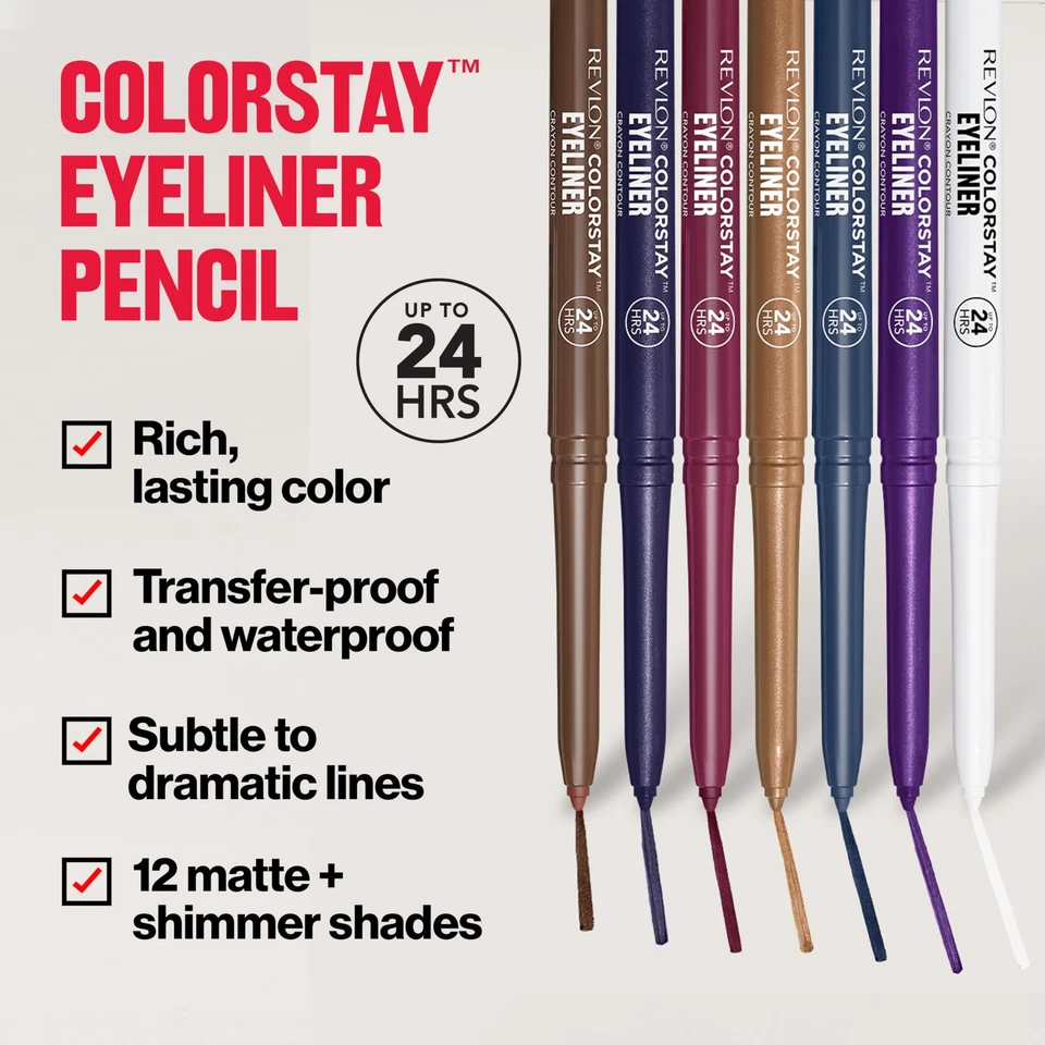 Revlon ColorStay Pencil Waterproof Eyeliner Smudge-Proof Eye Makeup with Buil... - Image 3 of 4