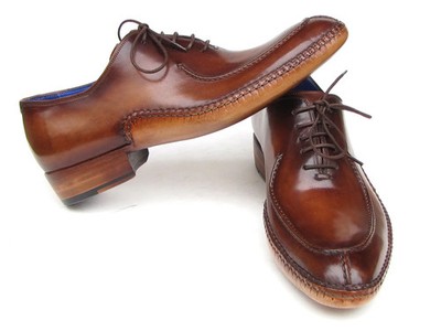 Paul Parkman Men's Side Handsewn Split-toe Brown Oxford Shoes (ID#054-BRW)