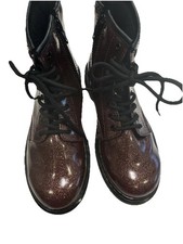 Dr Martens Girls Boots 1460 Glitter Dark Brown Lace  Zip Up Size 3