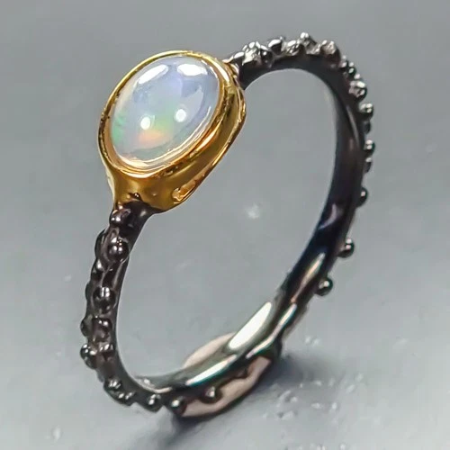 Fashion jewelry Natural Opal Ring 925 Sterling Silver Size 7.5 /R464512