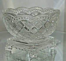 Vintage Fostoria Footed Salt Cellar Made for Avon 1960 Diamond Design Scalloped