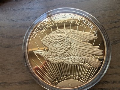 1986 Washington Mint Giant Half Pound Golden Eagle .999 Silver 8OZ