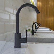Simple Modern Matte Black Bathroom Faucet Single Handle Vanity Sink Tap Mixer