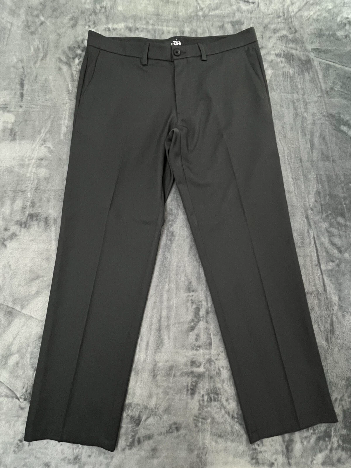 Haggar H26 Chino Pants Mens 36X30 Black Slash Pockets Flat Front Straight Leg
