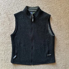 Ibex Vest Womens Medium Full Zip Mock Neck 100% Merino Wool Black Pockets