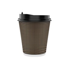 80 Pack 10 oz Paper Coffee Cups, Insulated Ripple Wall Hot Coffee Cups with L...