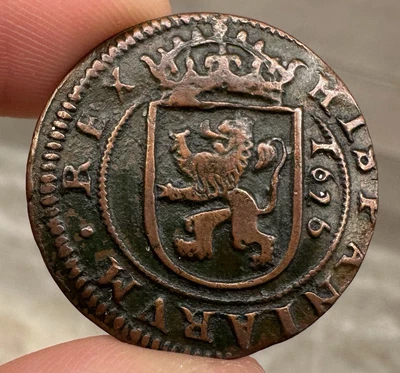 RARE 1626 8 Maravedis Spanish Colonial Old Coin Segovia Mint Pirate Era - Image 1 of 2