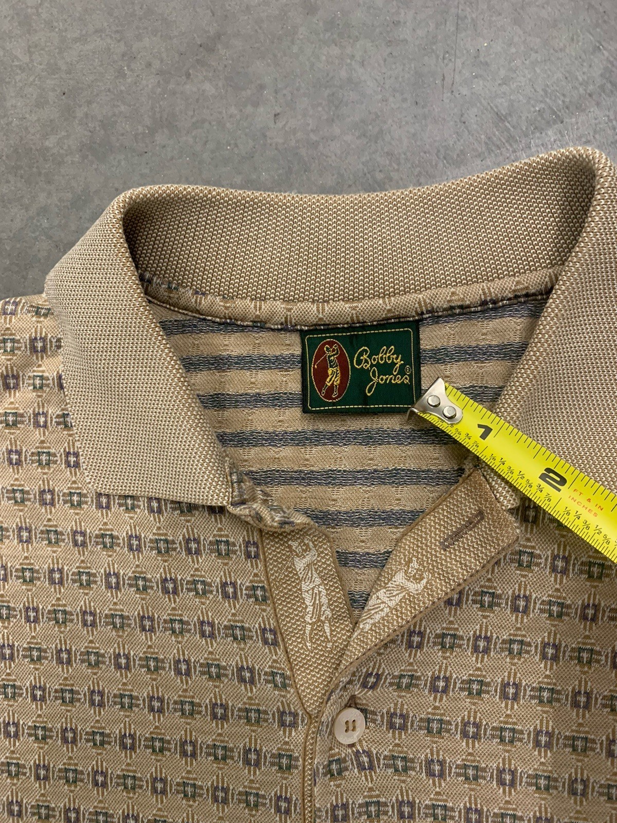 Vintage 90s Bobby Jones Polo Tan 100% Cotton Golf Masters Soft Made in Italy M