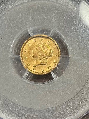 PCGS AU58 1851 LIBERTY HEAD GOLD DOLLAR $1 NICE LUSTER