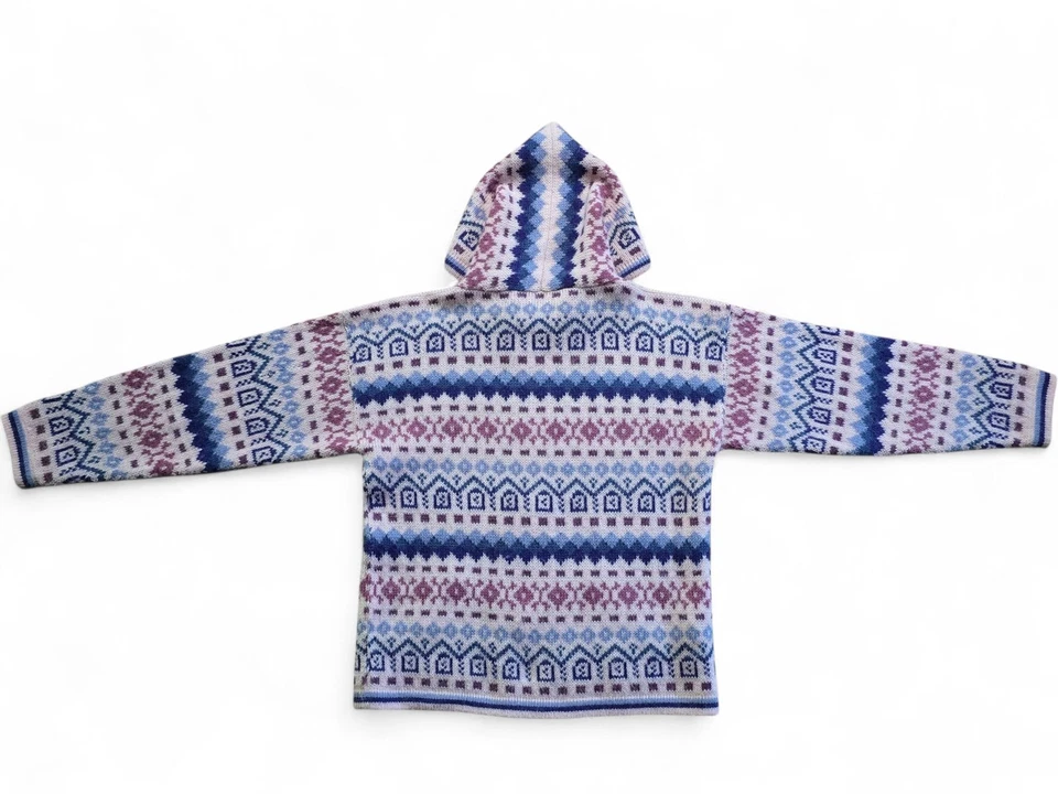 Vintage Aztec Alpaca Wool Zip Up Hoodie Sweater Womens Small Pink Knit 90s RARE - Image 3 of 4