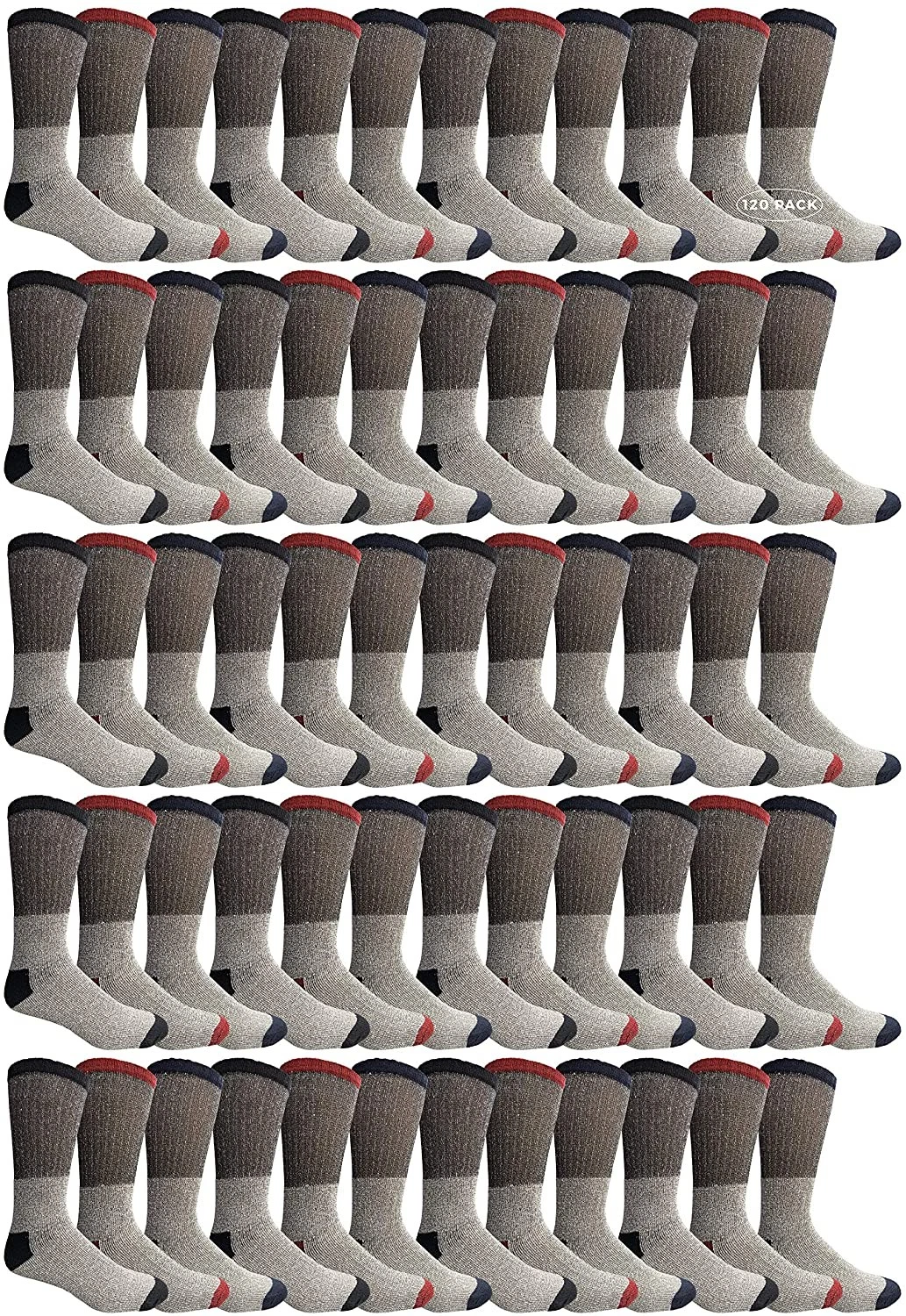 120 Pk Pair Bulk Mens Winter Thermal Camping Socks,Mens 10-13 Assorted Stripe
Opens in a new window