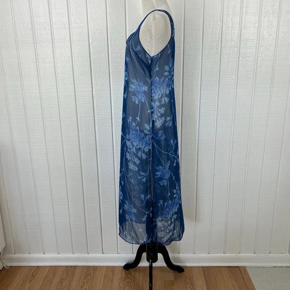Vestido midi transparente vintage de los años 90 para mujer sin mangas hadas caprichoso azul talla pequeña Foto 4 de 4