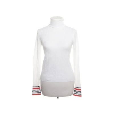 Zara Knit, Rollkragenpullover, Größe: M, Weiß/Mehrfarbig, Rippenstrick #cAb