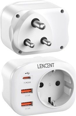 LENCENT Indien Reiseadapter Weltweit Deutschland Stecker, Typ D Reisestecker