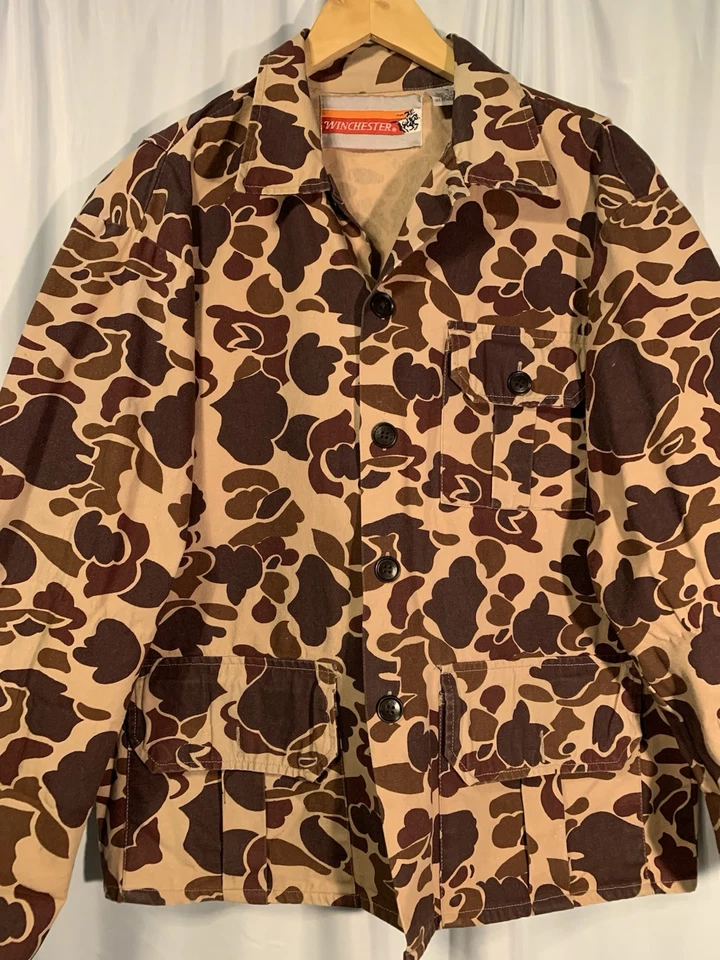 Camisa de caza vintage Winchester Duck camuflada marrón manga larga abotonada para hombre M Foto 2 de 4