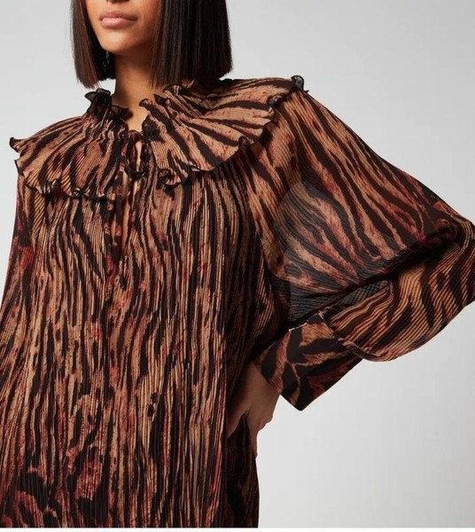 Women Ganni Dress Brown Polyester 38 / M / 46