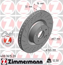 2x Bremsscheibe COAT Z ZIMMERMANN 400.3615.20 f&uuml;r KLASSE W220 C215 MERCEDES V220