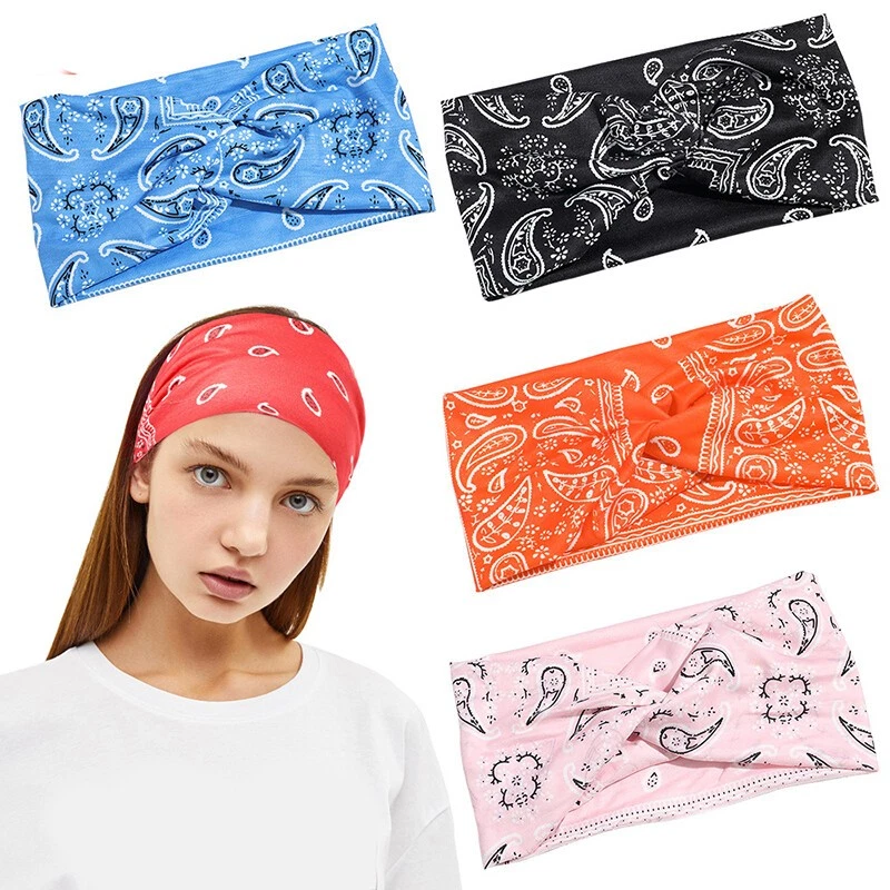 Women Wide Elastic Headband Turban Scarf Head Wraps Boho Sports Yoga Hair Band - Image 3 of 4