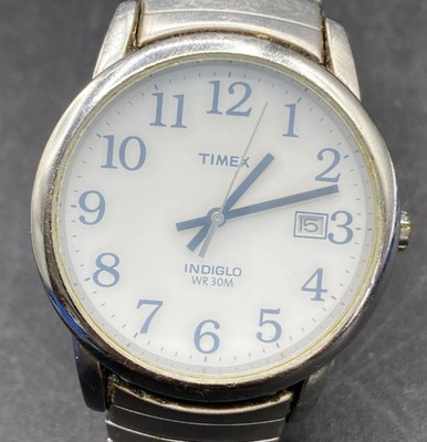 TIMEX CR 2016 CELL WR30M Indiglo Stainless Quartz White Dial Watch 