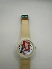 Vintage Retro 1980s - 90s Coke wrist watch - Swiss Made -White band - Coca-Cola