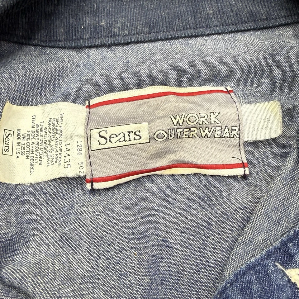 Chaqueta de trabajo vintage años 70 Sears ropa exterior de mezclilla tareas de granero talla grande Foto 4 de 4