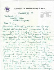 1926 Letterhead Admiral Oriental Line Ship Seattle Haines Long Martinsburg WV