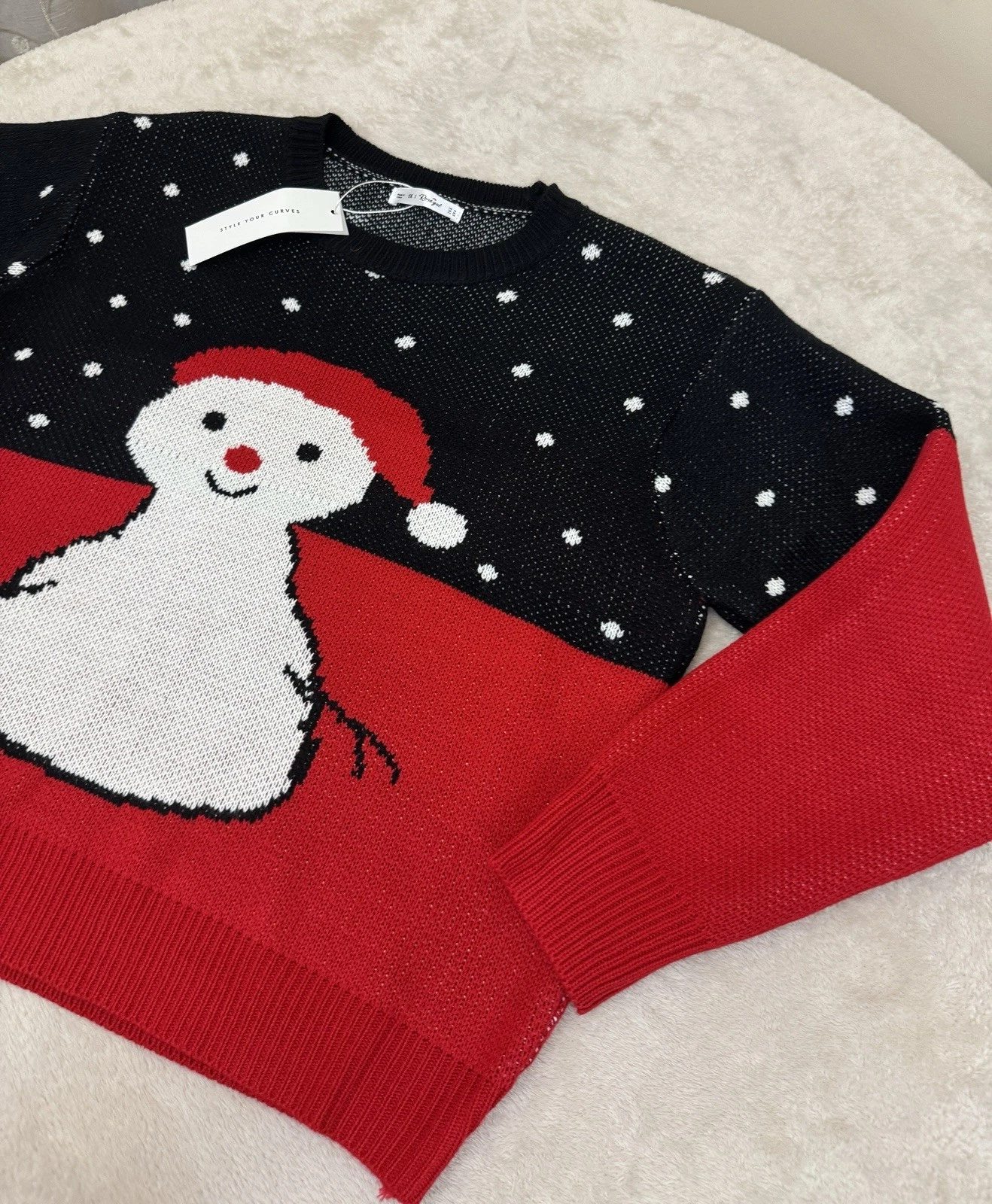Womans Sweater “SNOWMAN” Ugly Christmas Sweater Size 16 NEW!