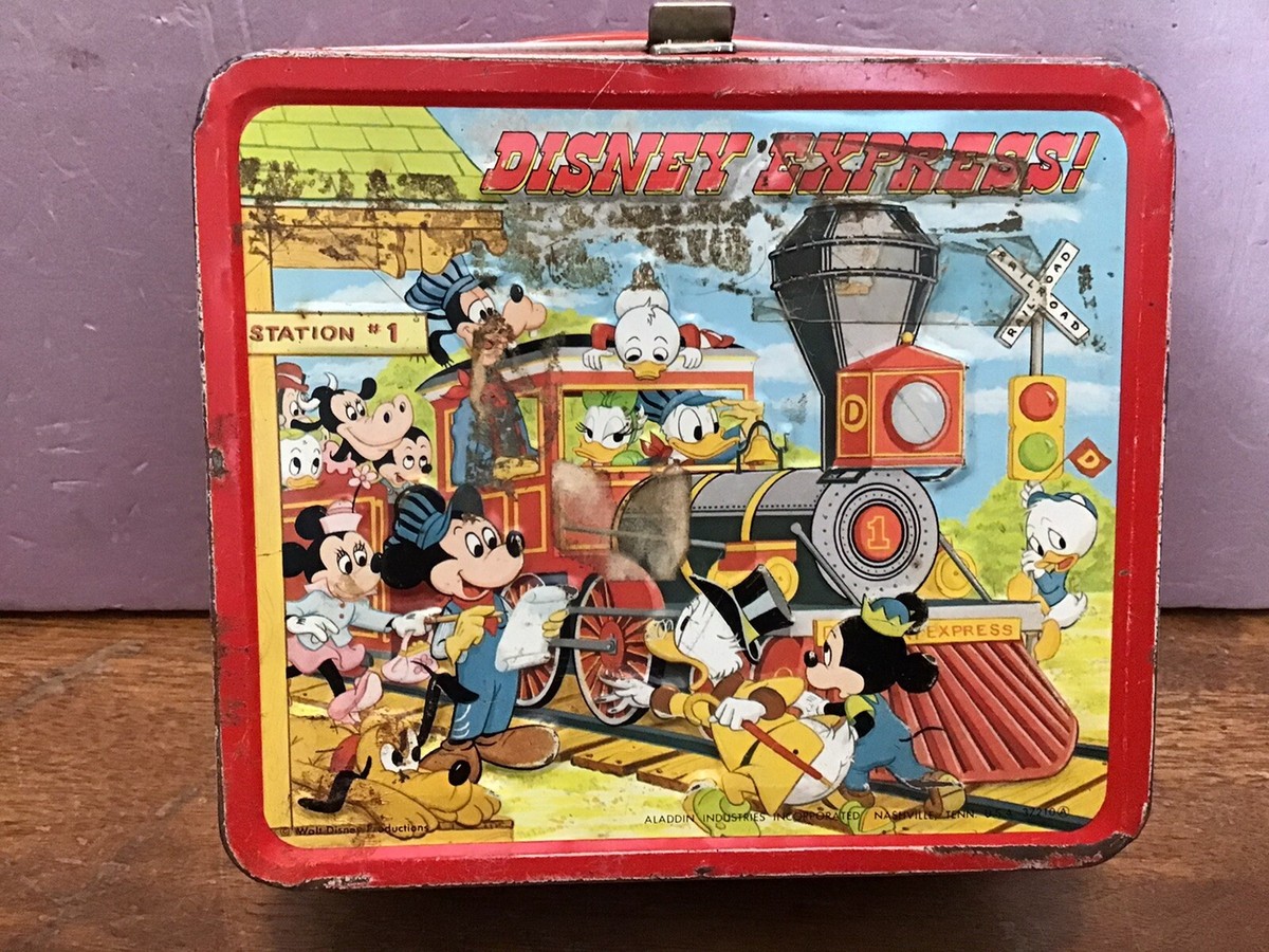 超貴重‼️ビンテージ・ディズニーメタルランチボックス（ブリキ缶）水筒（サーモス） Vintage Disney Express Metal Lunch Box And Plastic Thermos. | eBay