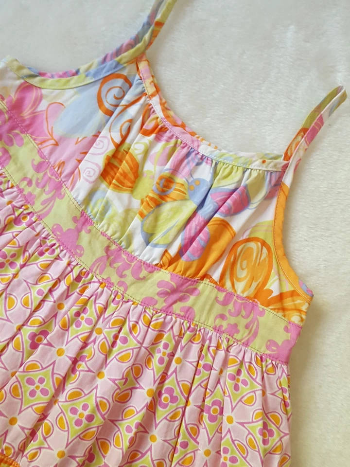 NWOT BABY LULU Princess Butterfly Bella Tier Sun Dress 5 Pink Green Orange Beach - Image 2 of 4