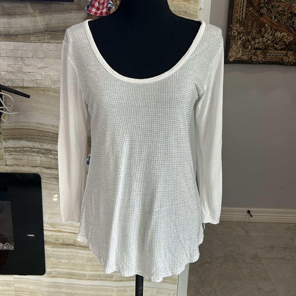 Bling Studded Buffalo White Jeans Top Size S