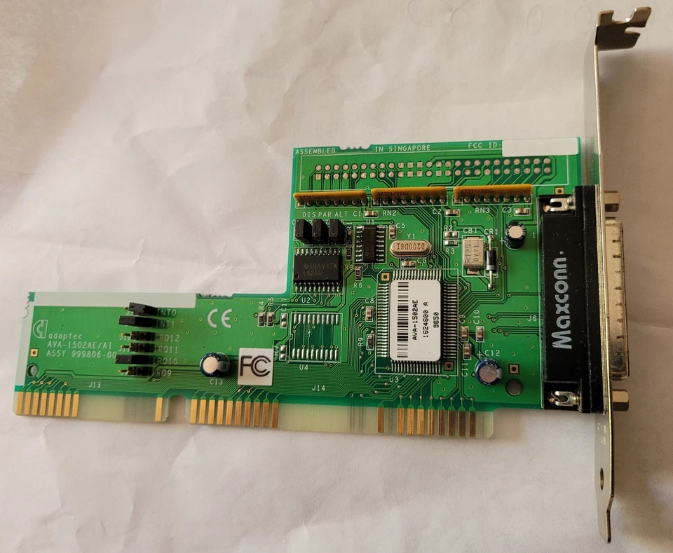 Vintage Adaptec AVA-1502AE 16 bit ISA SCSI Controller Card DB25 25Pin External - Image 1 of 1