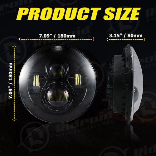 Faro LED de 7" pulgadas 300W alto lo negro para motocicleta Harley Honda Yamaha Ducati - Imagen 2 de 12