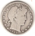 1905 SILVER US BARBER HALF DOLLAR GOOD LOW MINTAGE