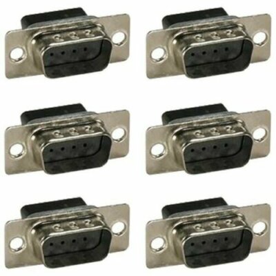6 Pcs DB9 D-SUB 9-Pin Male Crimp Pin Type RS232 Connector Assembly Cup Socket