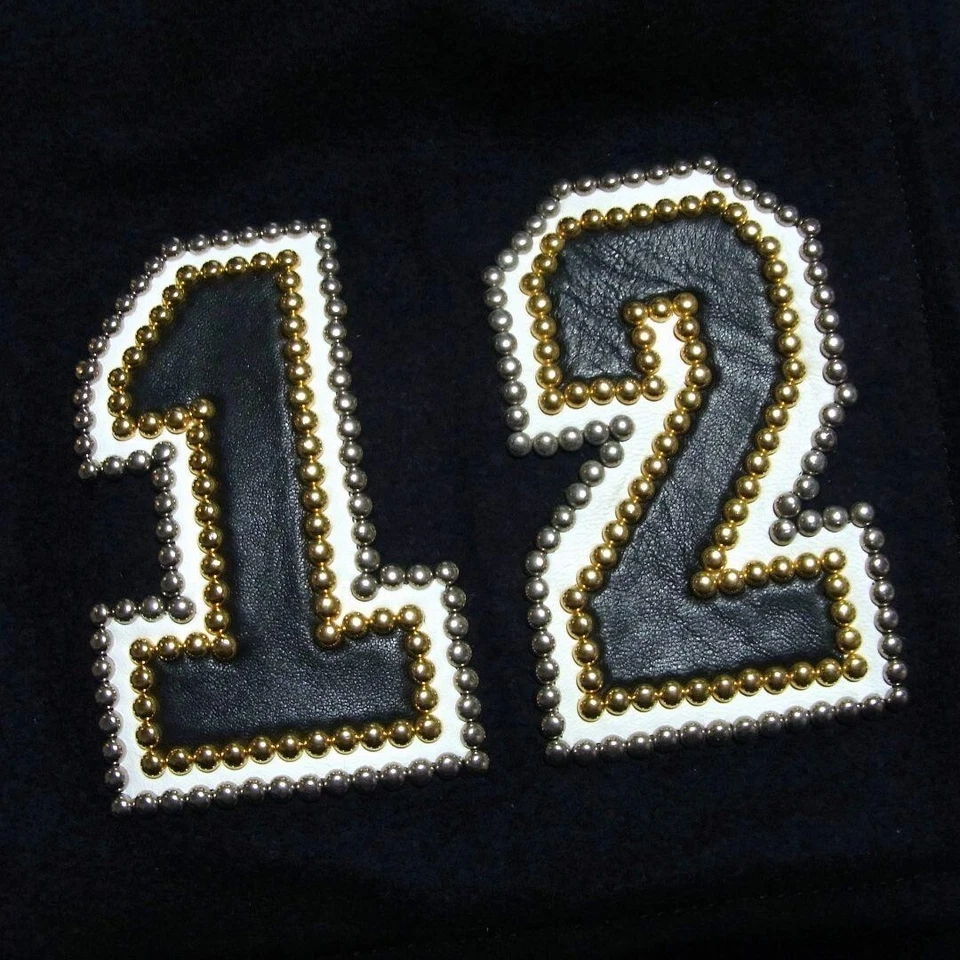 Mastermind Japan Sleeve Leather Cashmere Numbering Varsity Jacket S Black/White - Image 3 of 4