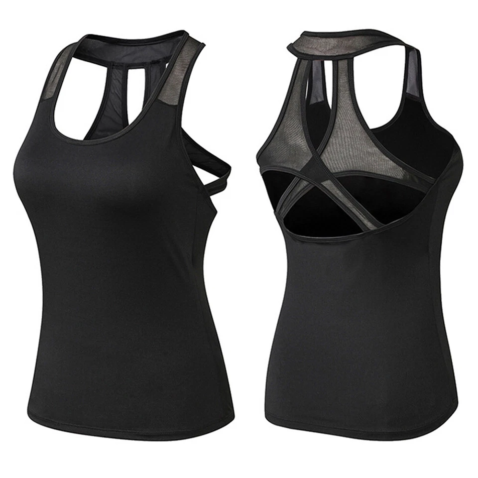 Mujeres Yoga Fitness Chaleco Secado Rápido Transpirable Elástico Deportes Ropa Activa Camisetas sin Mangas Foto 3 de 4