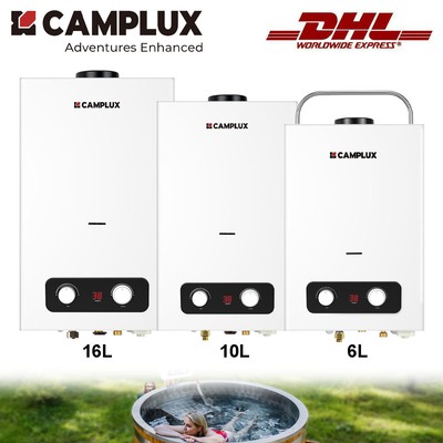 CAMPLUX 6L/10L/16L LPG Propane Durchlauferhitzer Warmwasserboiler mit Duschkopf