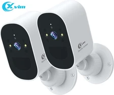 XVIM 2PK 1080P Security Cameras Wireless WiFi Battery Power Surveillance Camera