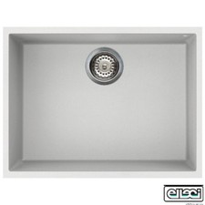Elleci Quadra 110 1.0 Bowl Granite White Undermount Kitchen Sink & Waste