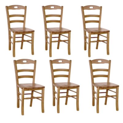 Set Stuhl Zum Mittagessen Loris IN Walnuss Klar Sitzend Massivholz X 6