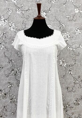 Camisón victoriano manga corta 100 % algodón blanco SoieRose - SR-1014 - Imagen 7 de 9