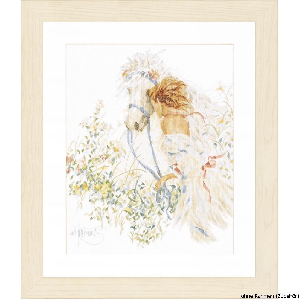 Lanarte cross stitch kit"", woman & horse,"" counted, DIY