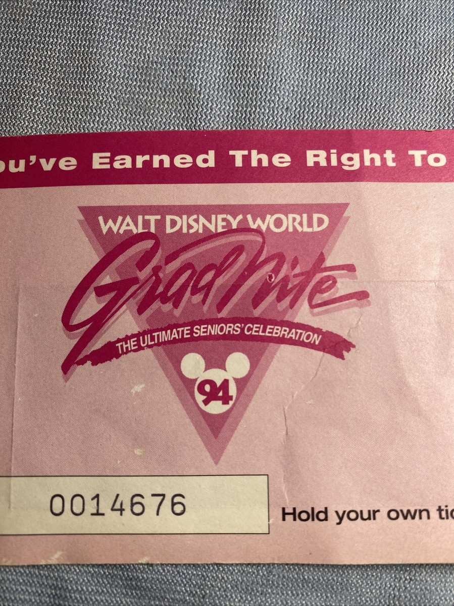 Walt Disney World Grad Nite 1994 Ticket Stub April 29 Vintage | eBay