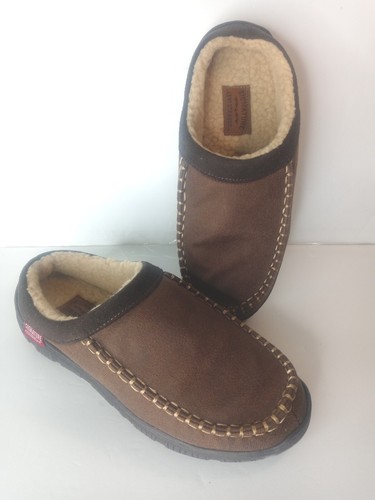 Mens Brown Faux Fur Lined Slippers Size 