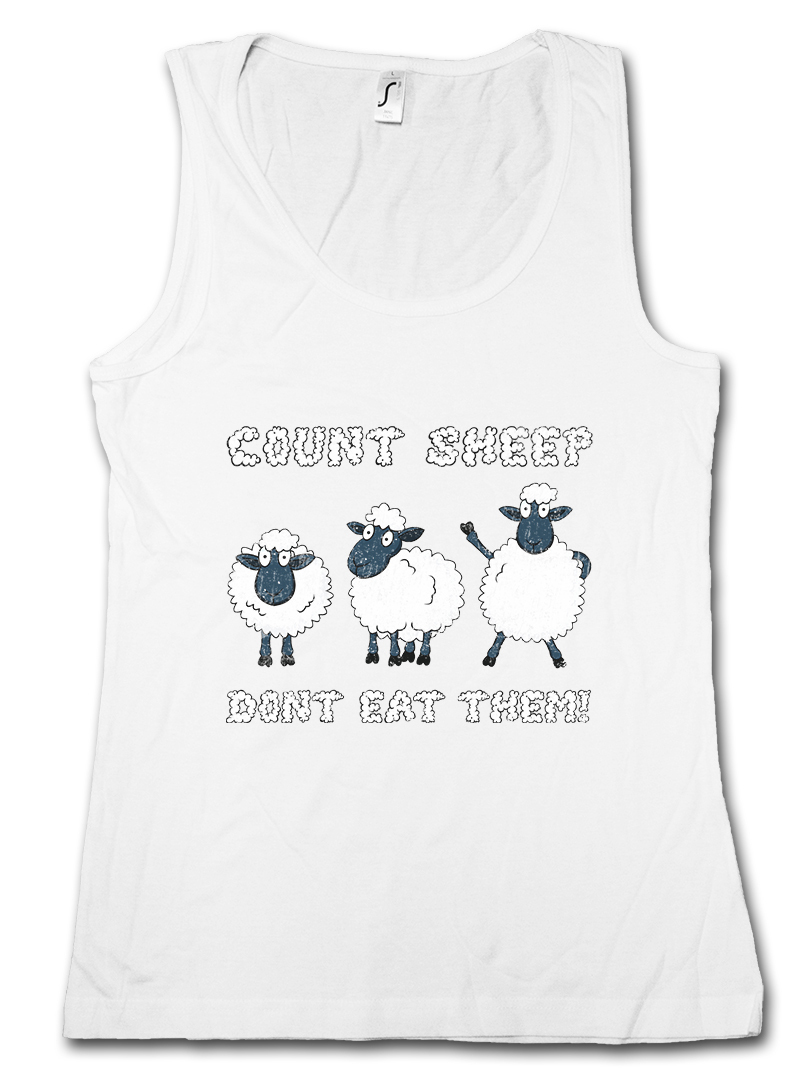 Vegan Counting Sheep Woman Tank Top - Vegetarian Food Lover Tee